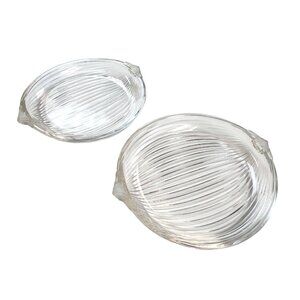 Vintage Mikasa Clear Glass Round Dish Frosted Handles - Set Of 2